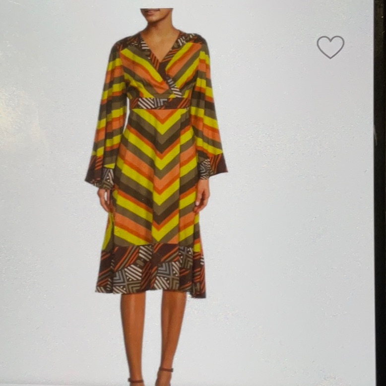 Truth By Republic Orange And Gold Midi Dress, Size Small